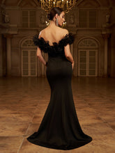 Off Shoulder Ruffled Mermaid Evening Dress